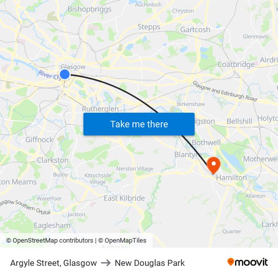 Argyle Street, Glasgow to New Douglas Park map