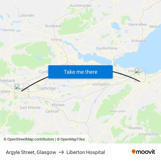 Argyle Street, Glasgow to Liberton Hospital map