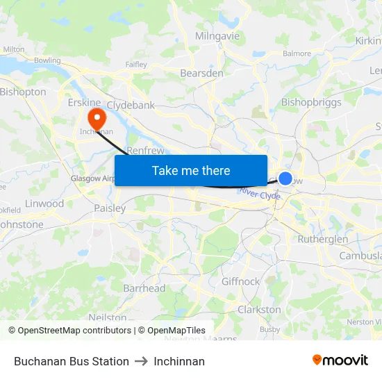 Buchanan Bus Station to Inchinnan map