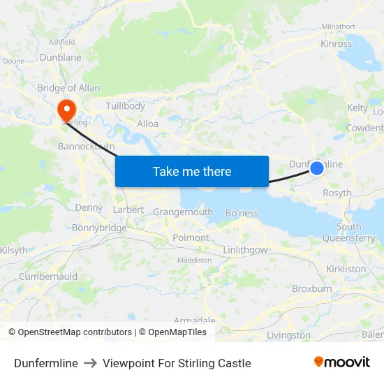 Dunfermline to Viewpoint For Stirling Castle map