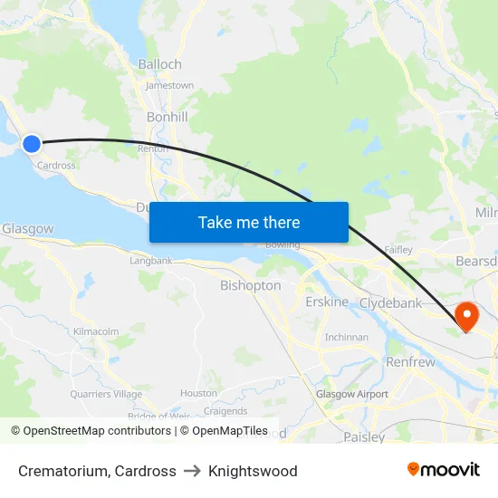 Crematorium, Cardross to Knightswood map