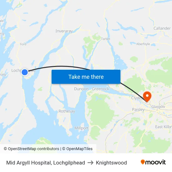 Mid Argyll Hospital, Lochgilphead to Knightswood map