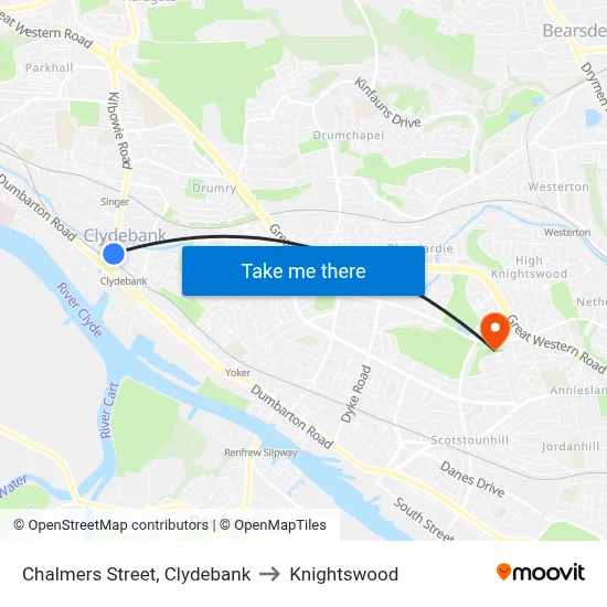 Chalmers Street, Clydebank to Knightswood map