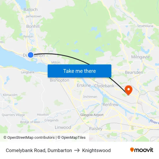 Comelybank Road, Dumbarton to Knightswood map