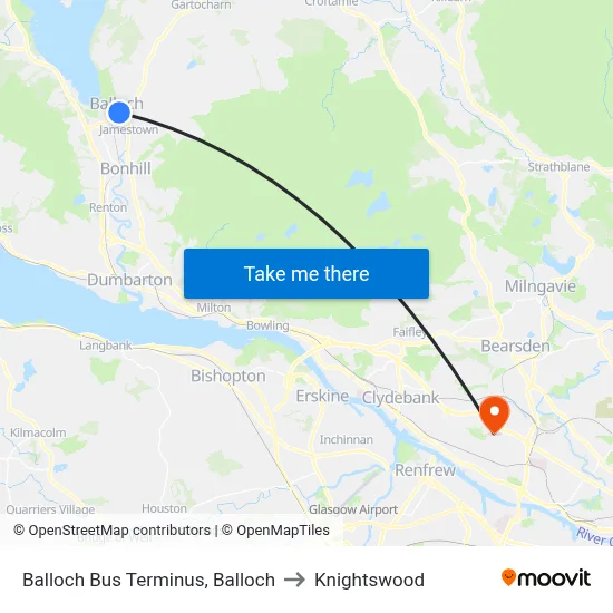 Balloch Bus Terminus, Balloch to Knightswood map