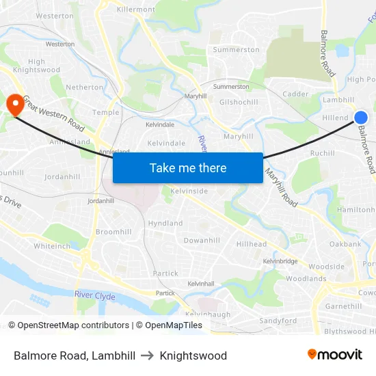 Balmore Road, Lambhill to Knightswood map