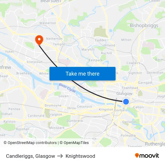 Candleriggs, Glasgow to Knightswood map