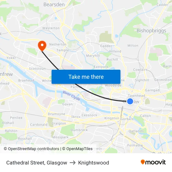 Cathedral Street, Glasgow to Knightswood map