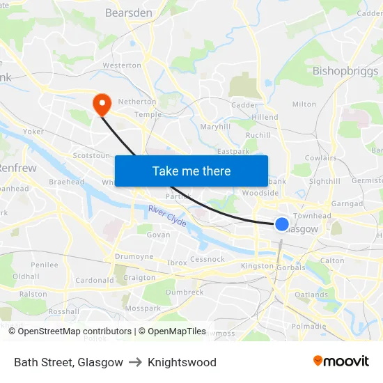 Bath Street, Glasgow to Knightswood map