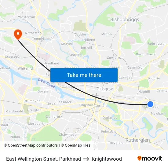 East Wellington Street, Parkhead to Knightswood map