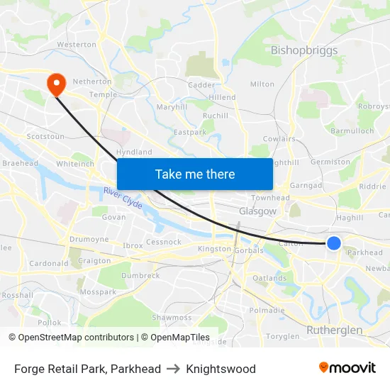 Forge Retail Park, Parkhead to Knightswood map