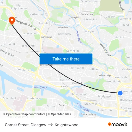 Garnet Street, Glasgow to Knightswood map