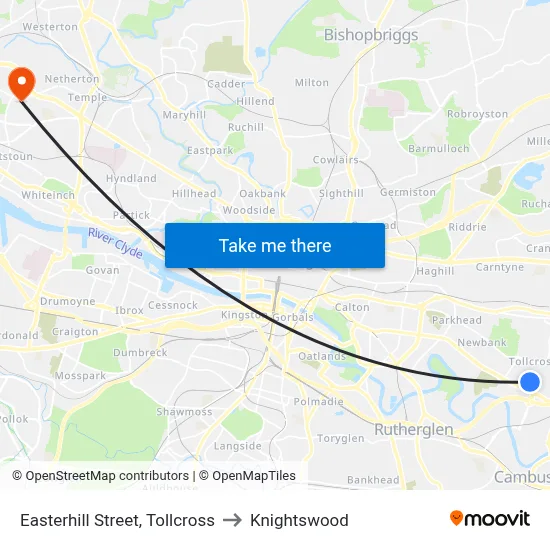 Easterhill Street, Tollcross to Knightswood map