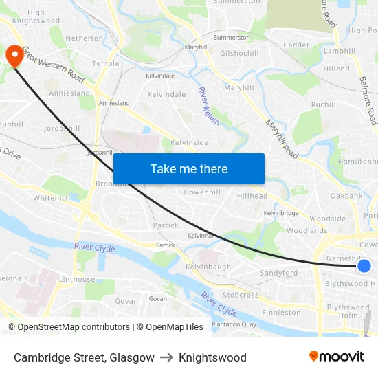 Cambridge Street, Glasgow to Knightswood map
