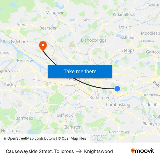 Causewayside Street, Tollcross to Knightswood map