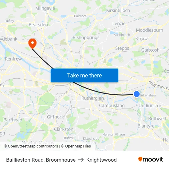 Baillieston Road, Broomhouse to Knightswood map