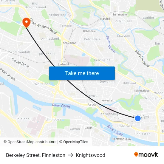 Berkeley Street, Finnieston to Knightswood map