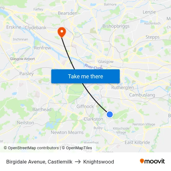Birgidale Avenue, Castlemilk to Knightswood map