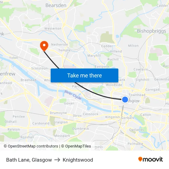 Bath Lane, Glasgow to Knightswood map