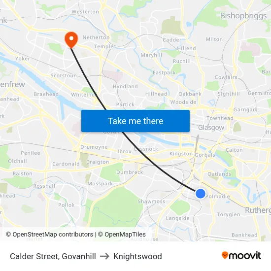 Calder Street, Govanhill to Knightswood map