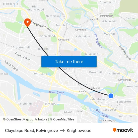 Clayslaps Road, Kelvingrove to Knightswood map