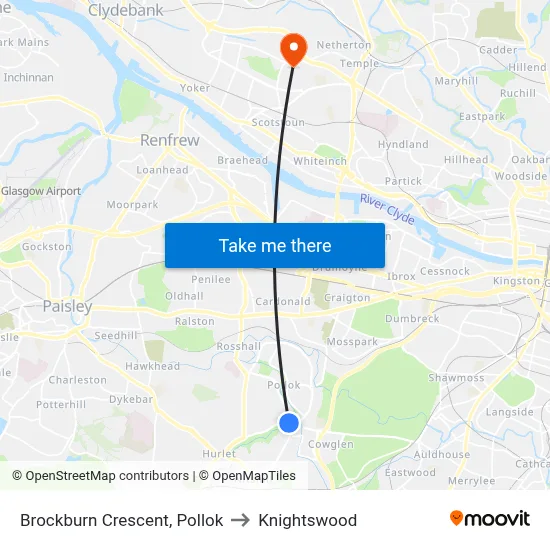 Brockburn Crescent, Pollok to Knightswood map