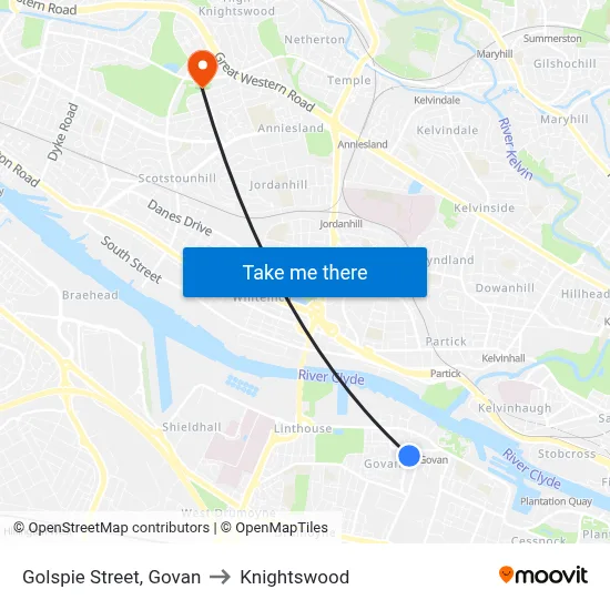 Golspie Street, Govan to Knightswood map
