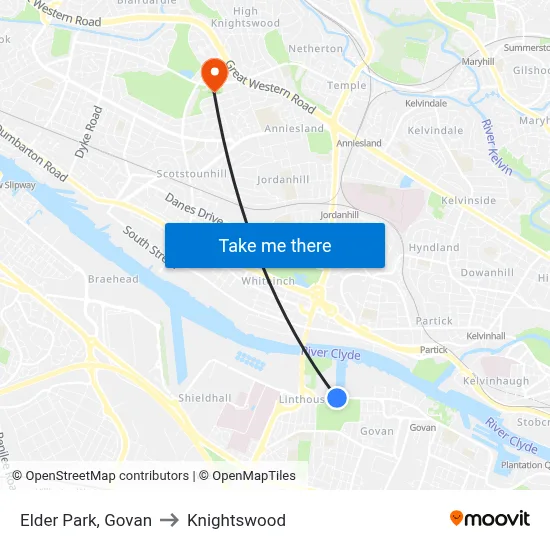 Elder Park, Govan to Knightswood map