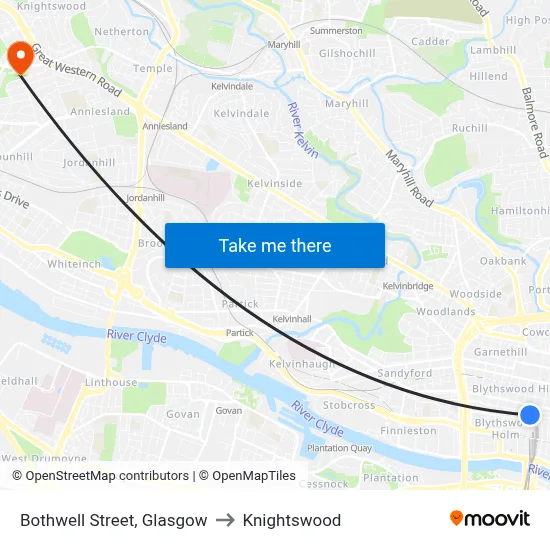 Bothwell Street, Glasgow to Knightswood map