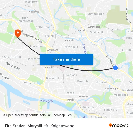 Fire Station, Maryhill to Knightswood map