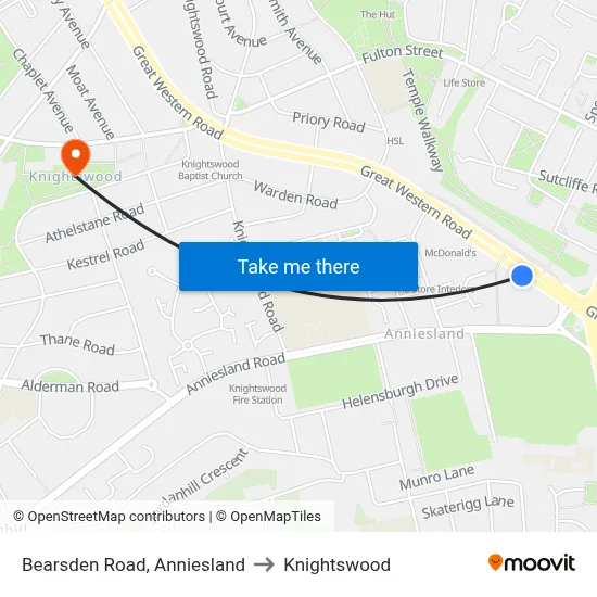 Bearsden Road, Anniesland to Knightswood map