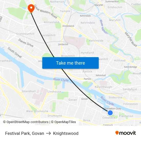 Festival Park, Govan to Knightswood map