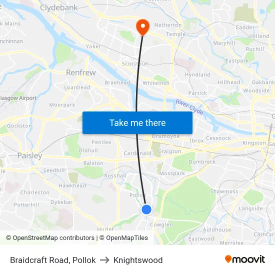 Braidcraft Road, Pollok to Knightswood map