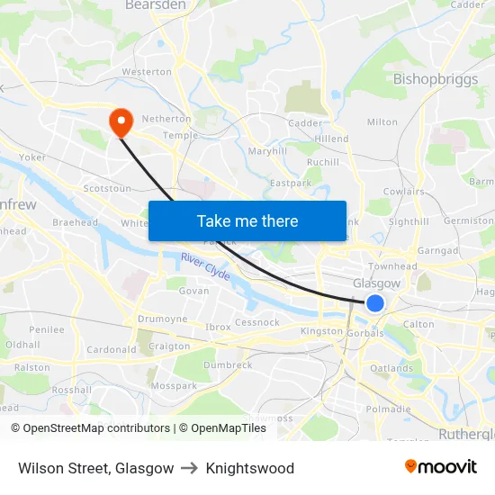 Wilson Street, Glasgow to Knightswood map