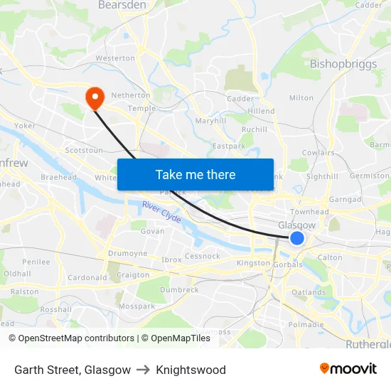 Garth Street, Glasgow to Knightswood map