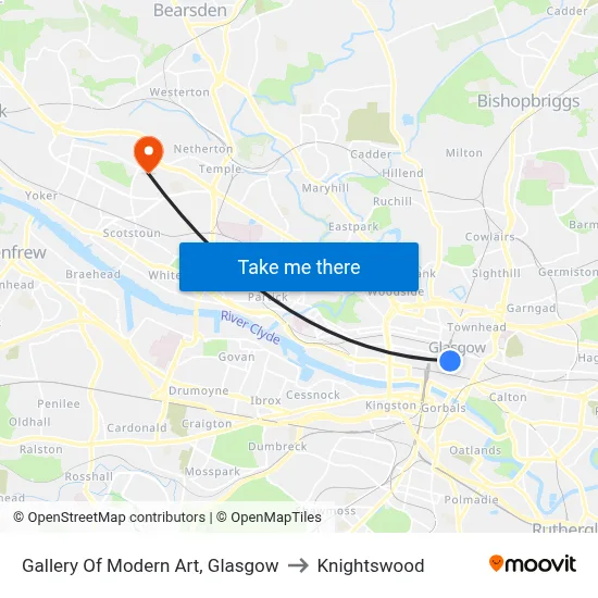 Gallery Of Modern Art, Glasgow to Knightswood map