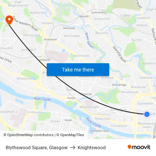 Blythswood Square, Glasgow to Knightswood map