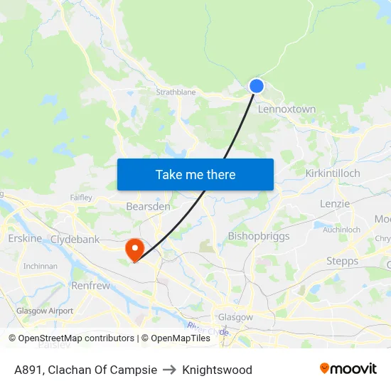 A891, Clachan Of Campsie to Knightswood map