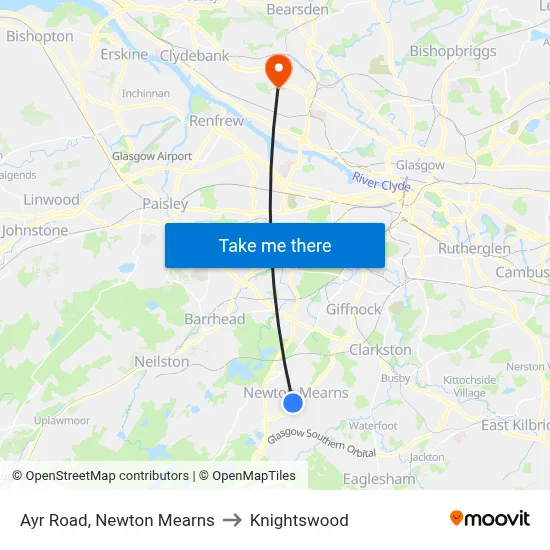 Ayr Road, Newton Mearns to Knightswood map