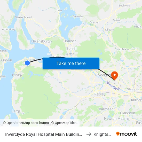 Inverclyde Royal Hospital Main Building, Branchton to Knightswood map