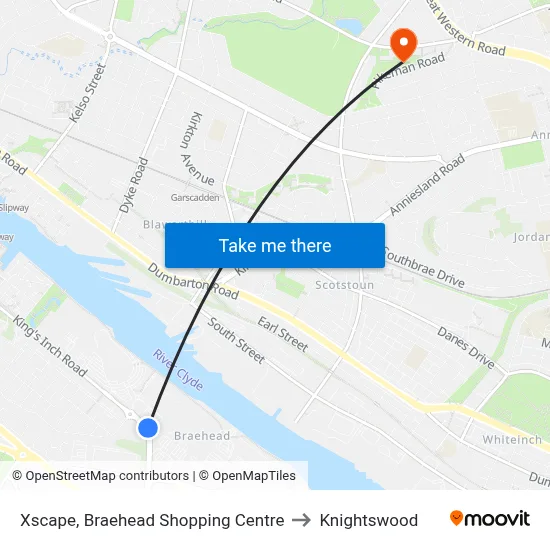 Xscape, Braehead Shopping Centre to Knightswood map