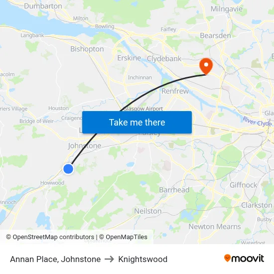 Annan Place, Johnstone to Knightswood map