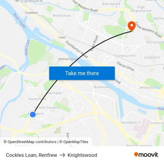 Cockles Loan, Renfrew to Knightswood map