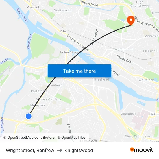 Wright Street, Renfrew to Knightswood map