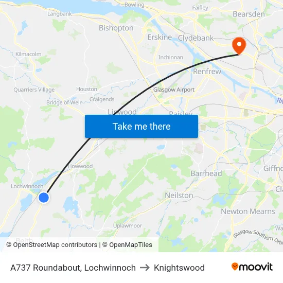 A737 Roundabout, Lochwinnoch to Knightswood map