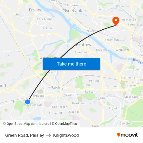 Green Road, Paisley to Knightswood map