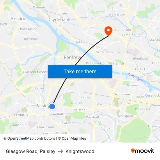 Glasgow Road, Paisley to Knightswood map