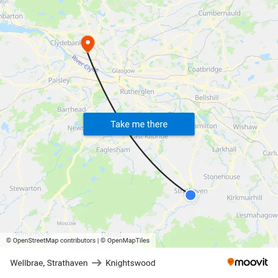 Wellbrae, Strathaven to Knightswood map