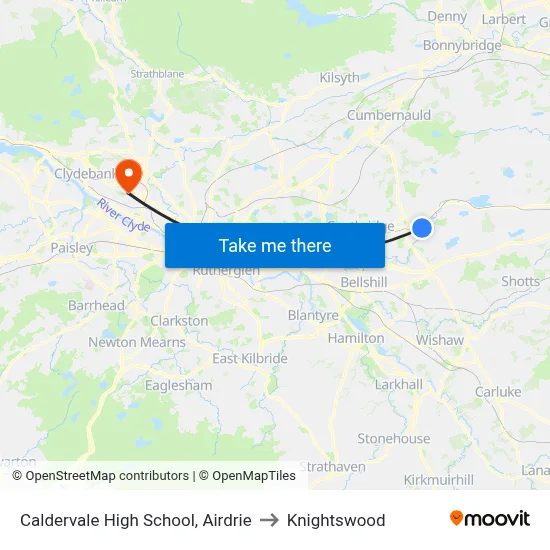Caldervale High School, Airdrie to Knightswood map