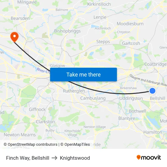 Finch Way, Bellshill to Knightswood map